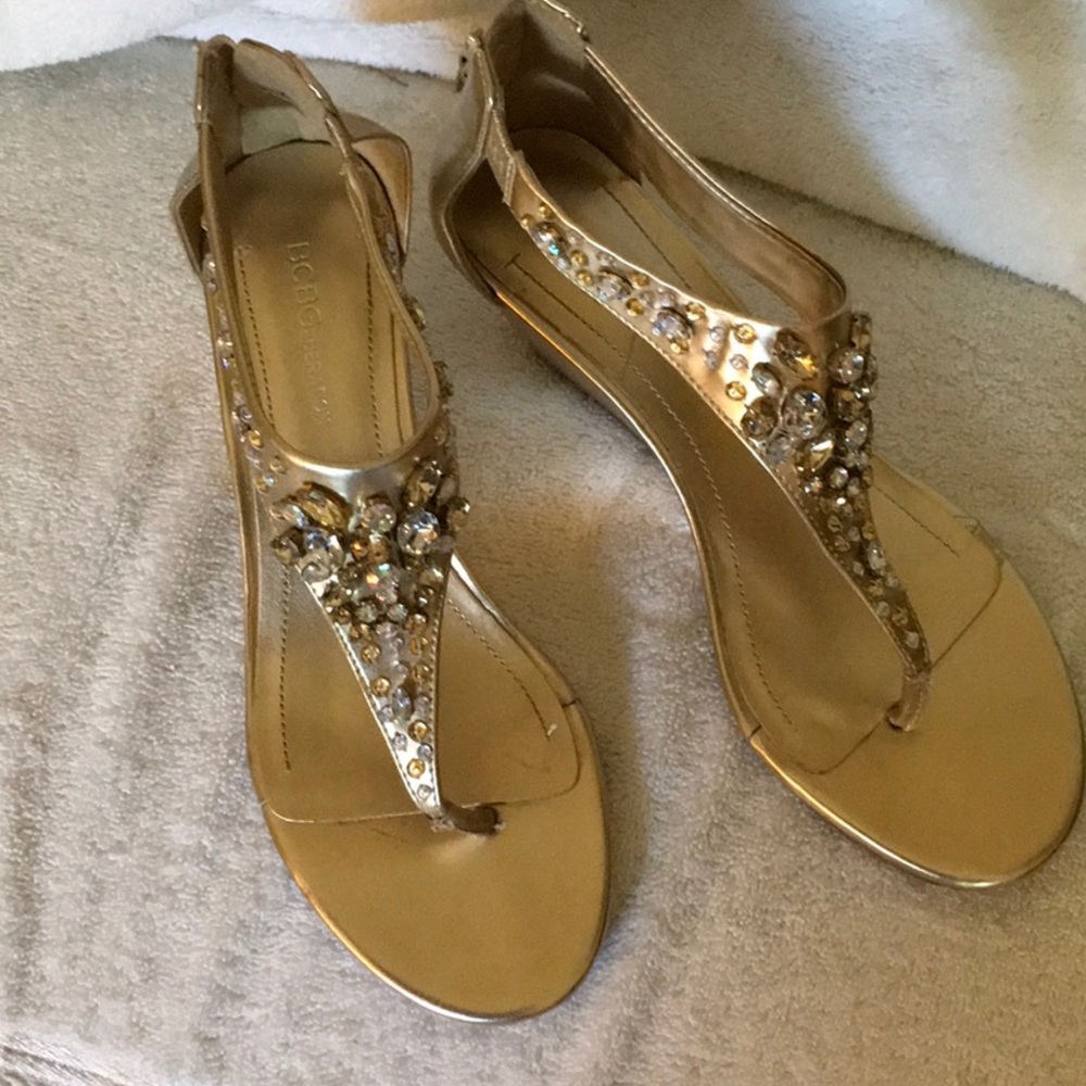 Gold BCBGeneration bling sandals size 7